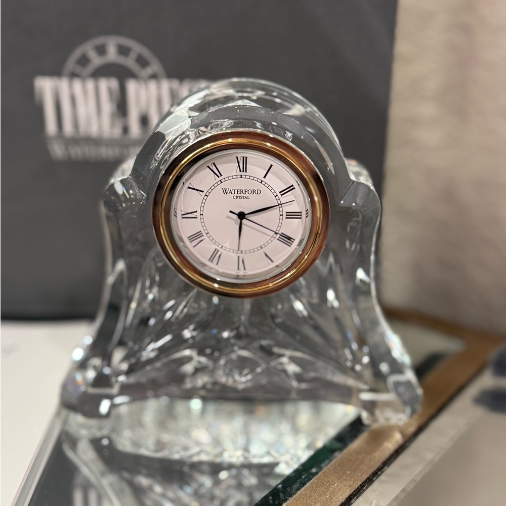 Waterford Crystal Abbey Clock w/ Gold/Silver Details: NEW IN ORIGINAL Packaging